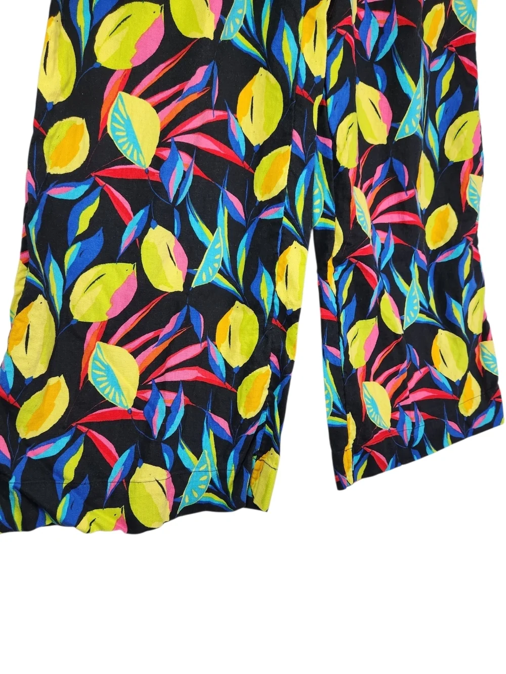 Tabitha Brown for Target Linen Blend Tropical Wide Leg Pants Medium Resort Lemon - Picture 6 of 16